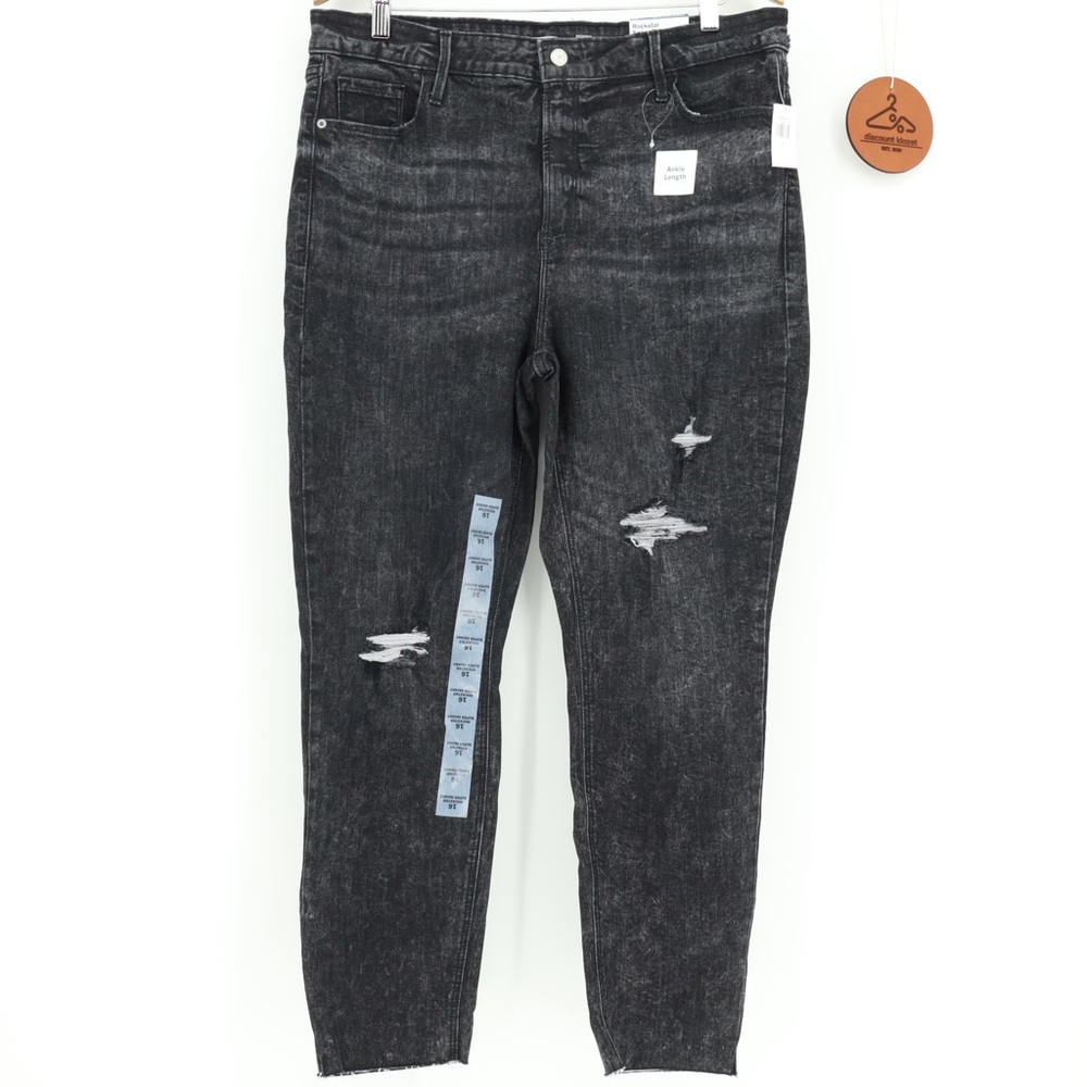 OLD NAVY High-Waist Rockstar Super Skinny Rip Gray Ankle Jeans Size 14 NWT